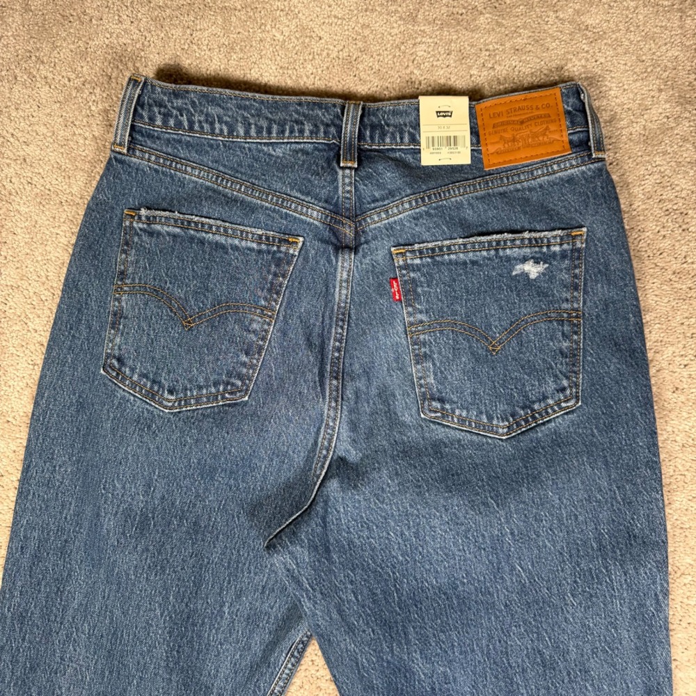 Levis 70s High Flare Jeans Blue‎ Denim Distressed Raw Hem Women's 30x32 NEW - Picture 9 of 12
